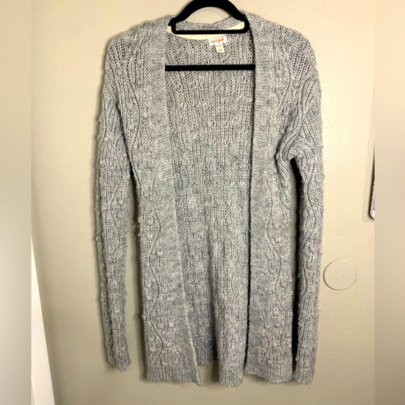 Cat & Jack Other - Cat&Jack gray girls chunky knit cardigan with front pockets polka dot 14/16
